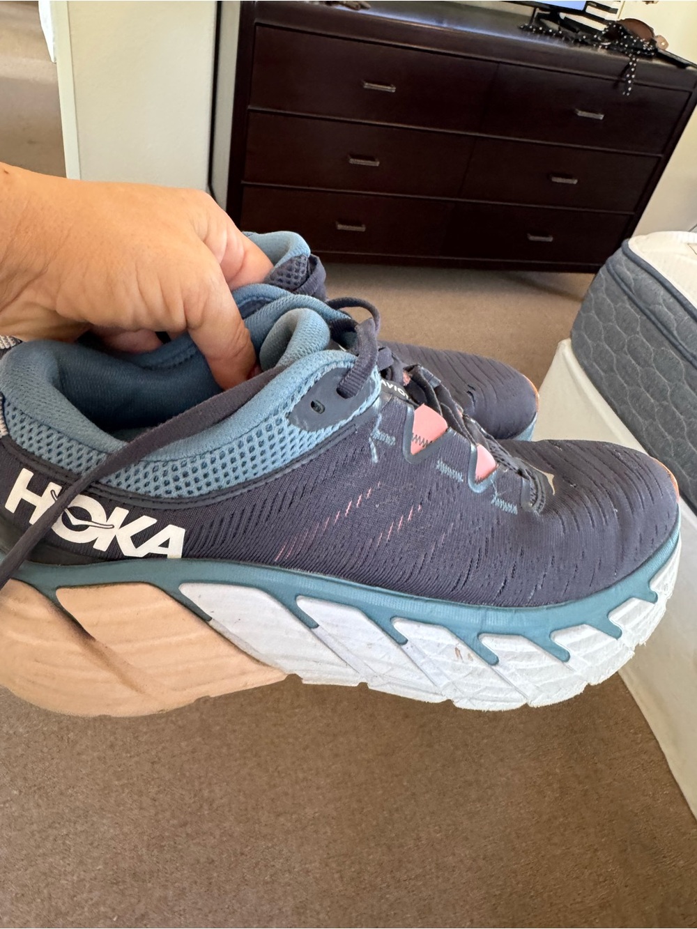 Hoka Gaviota Gray,Teal & Pink Women's Running Shoes 6.5